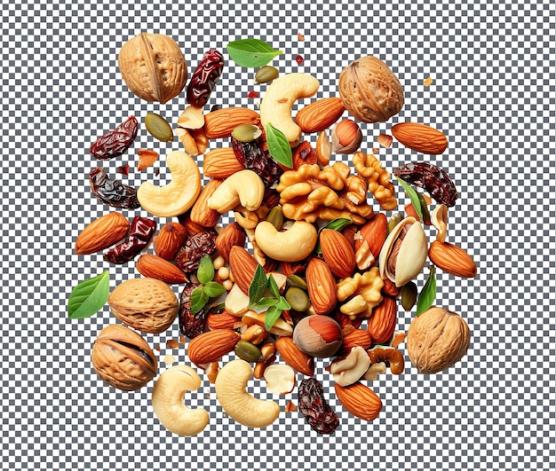 tasty nuts mix isolated on transparent background