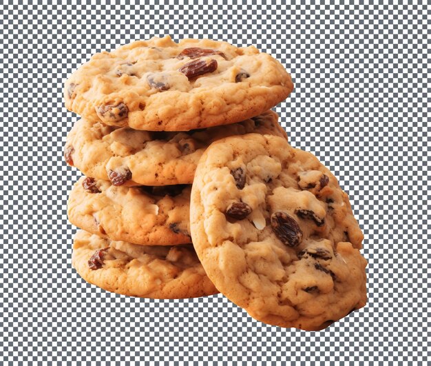 Tasty oatmeal raisin cookies isolated transparent background