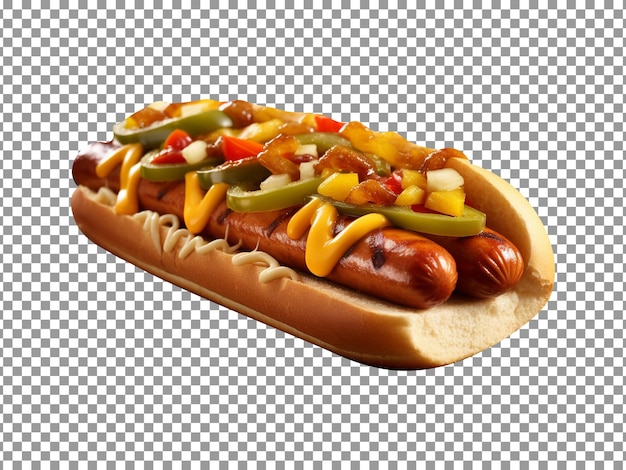 Tasty olives hotdog isolated on transparent background