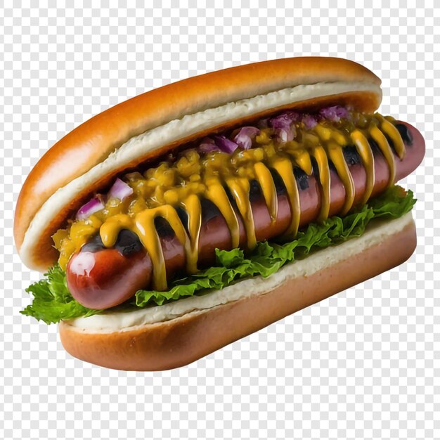 맛있는 양파 핫도그 Png 투명한 배경에 고립 된 프리미엄 Psd