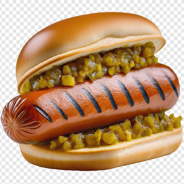 PSD png di hotdog di cipolla gustoso isolato su uno sfondo trasparente psd premium