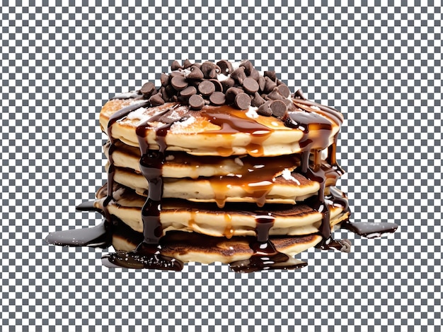 PSD tasty pancakes with salted caramel sauce isolated on transparent background