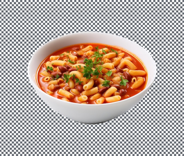 PSD una gustosa zuppa di pasta isolata su uno sfondo trasparente