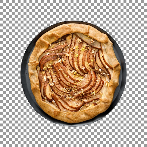 PSD tasty pear galette with walnuts isolated on transparent background