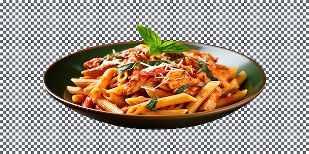 PSD tasty penne plate isolated on transparent background