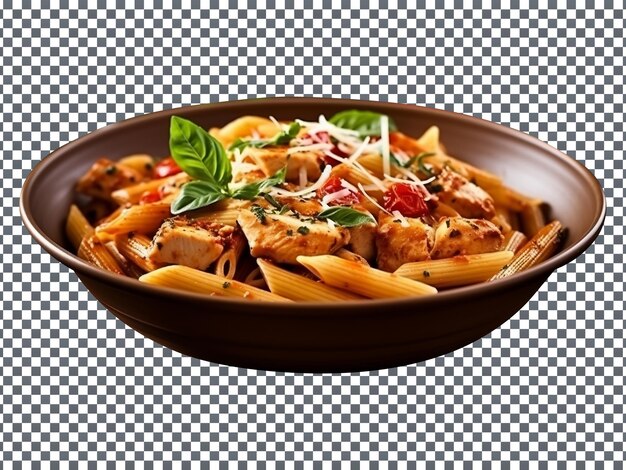 PSD tasty penne plate isolated on transparent background