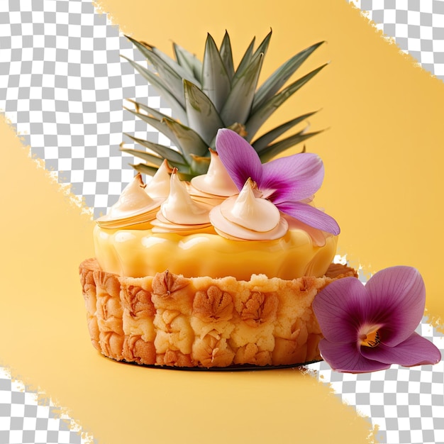 PSD tasty pineapple tart with beautiful flowers