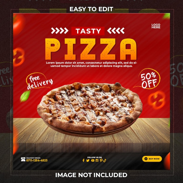 Tasty pizza promotion social media template