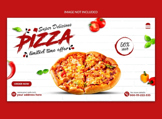 Tasty pizza social media web template design