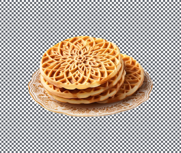 Tasty pizzelle italian waffle isolated transparent background