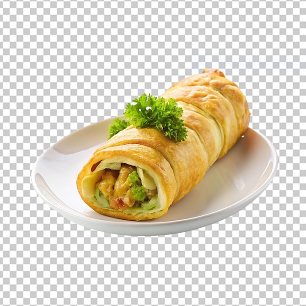 PSD tasty potato and egg breakfast burrito isolated on transparent background