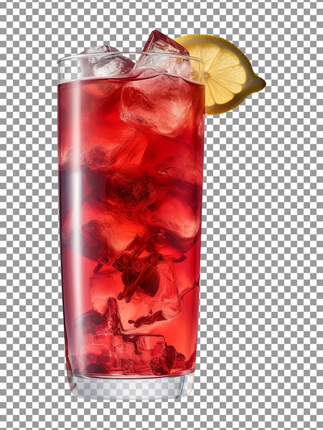 PSD 透明な背景に隔離された美味しい赤いヒビスカスの氷ガラス