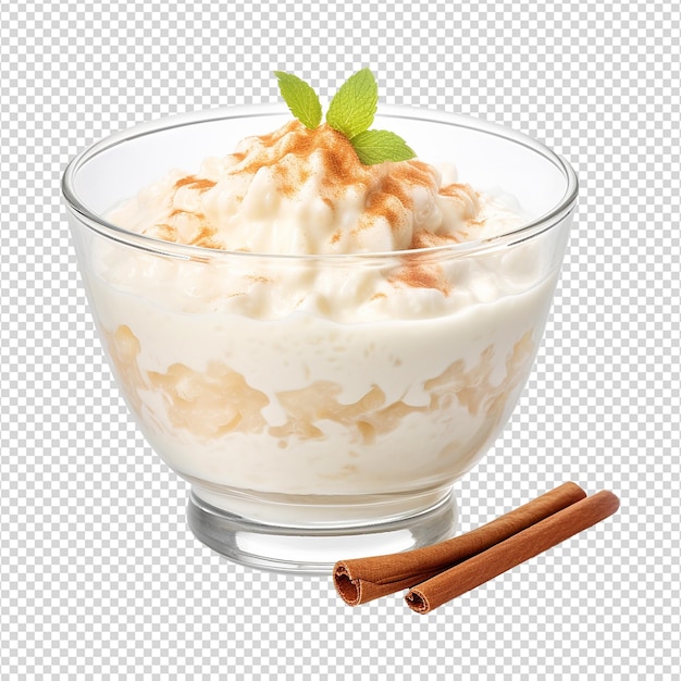 PSD tasty rice pudding in a bowl isolated on transparent background png