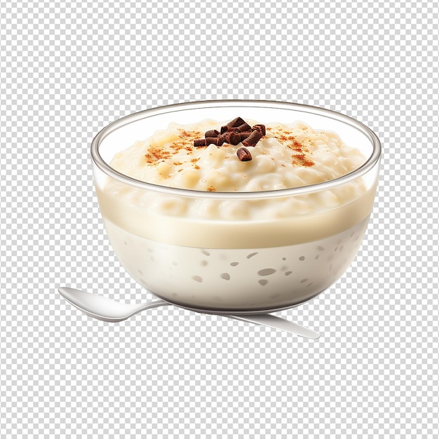 PSD pudding di riso gustoso in una ciotola isolata su uno sfondo trasparente png