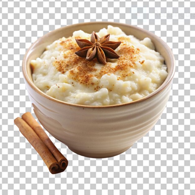 PSD tasty rice pudding in a bowl on transparent background