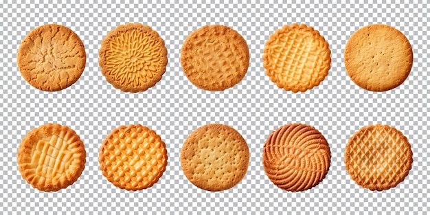 PSD tasty round biscuit collection isolated on a transparent background