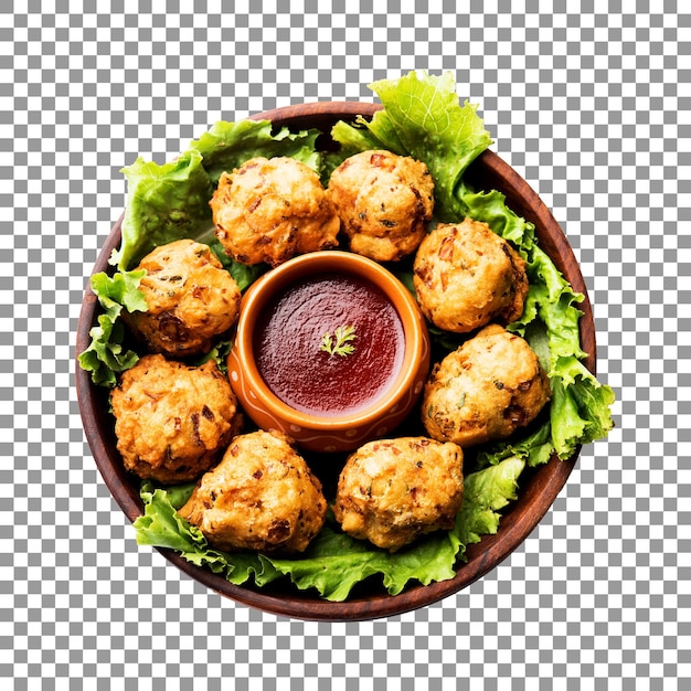 tasty semolina fritters on a plate with transparent background