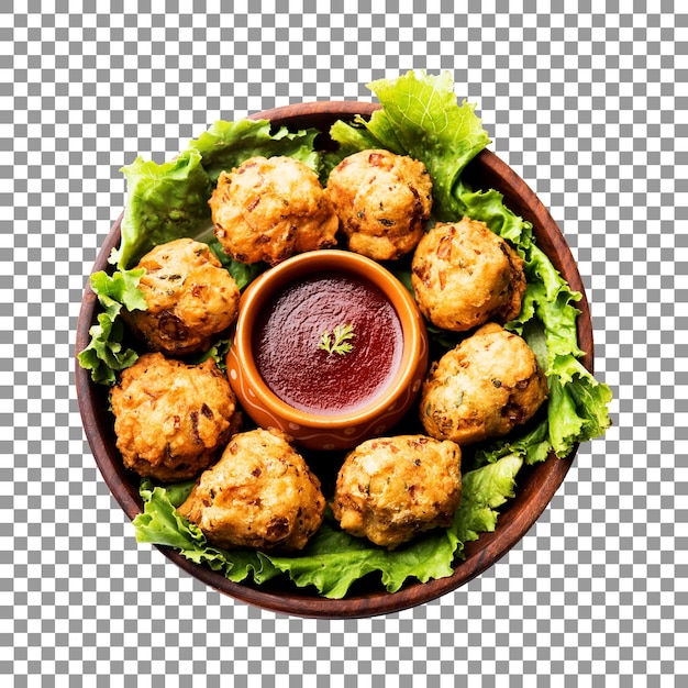 PSD tasty semolina fritters on a plate with transparent background