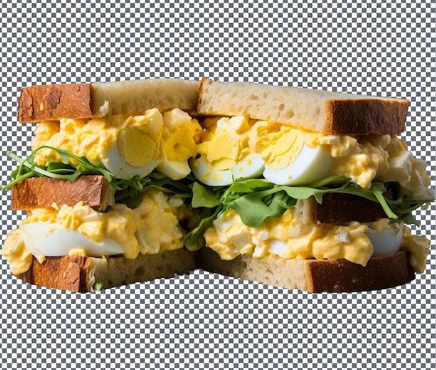 PSD sandwich di insalata d'uovo gustoso e piccante isolato su uno sfondo trasparente