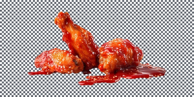 Tasty sriracha fried chicken isolated on transparent background