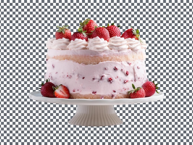 PSD tasty strawberry cake and fresh strawberries against a transparent background