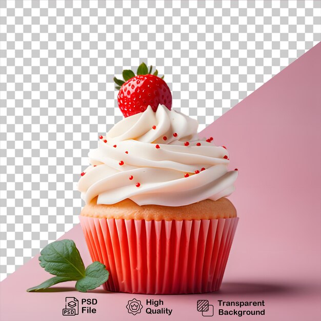 PSD tasty strawberry cupcake isolated on transparent background include png file