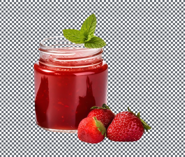 Вкусная банку с клубничным варенем на прозрачном фоне