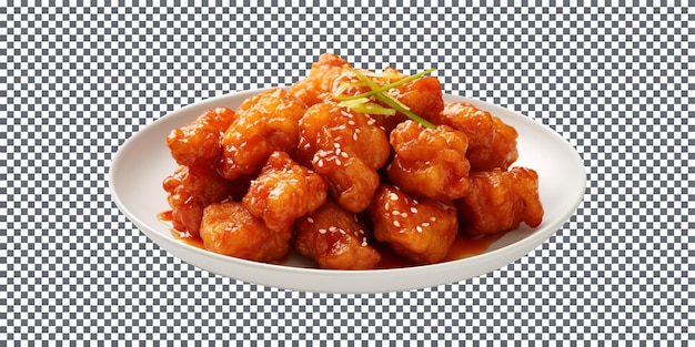 Tasty sweet and sour fried chicken isolated on transparent background