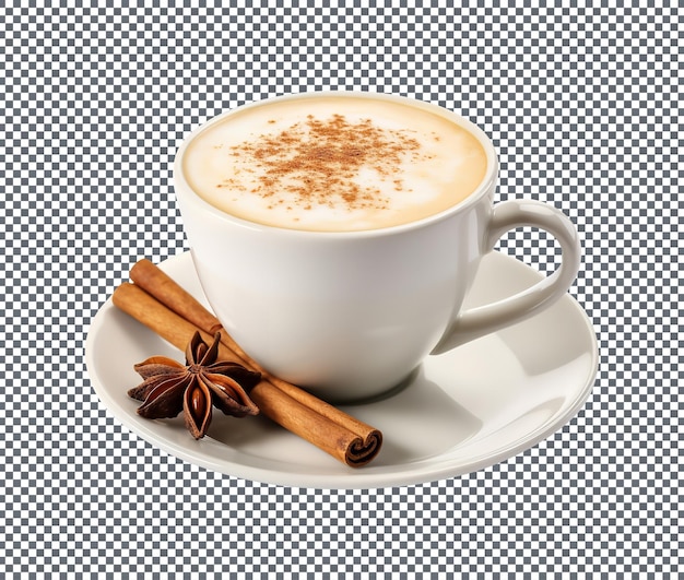 Tasty tea cup with spices isolated on a transparent background