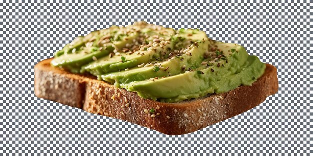 PSD tasty toast with avocado slices iaolated on transparent background