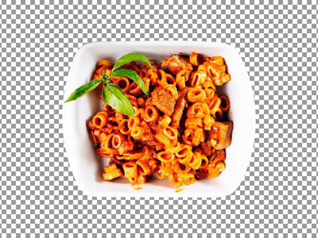 Tasty tomato sauce pasta isolated on transparent background