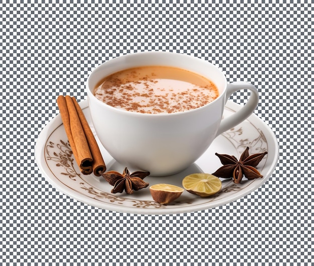 PSD tasty warm chai tea isolated on transparent background