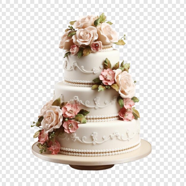 Вкусный свадебный торт изолирован на прозрачном фоне