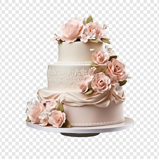 PSD tasty wedding fondant cake isolated on transparent background