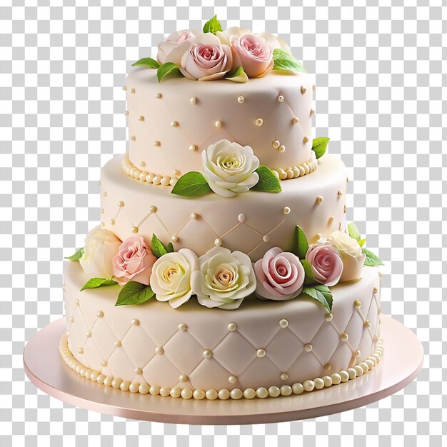 PSD tasty wedding fondant cake isolated on transparent background
