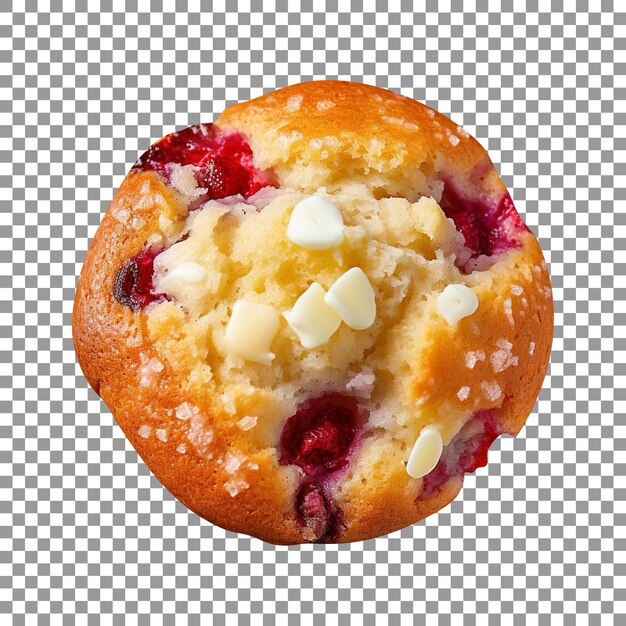 PSD tasty white chocolate and raspberry muffin isolated on transparent background