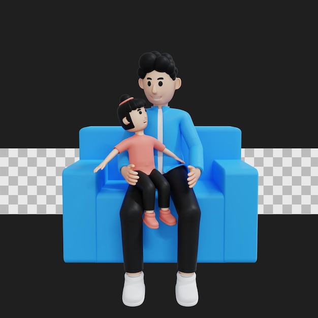 tata z córką 3d