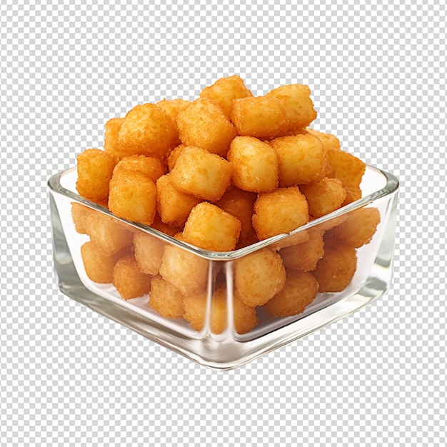 PSD tater tots isolated on a transparent white background