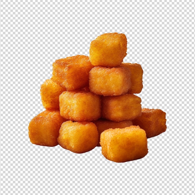 PSD tater tots isolated on a transparent white background