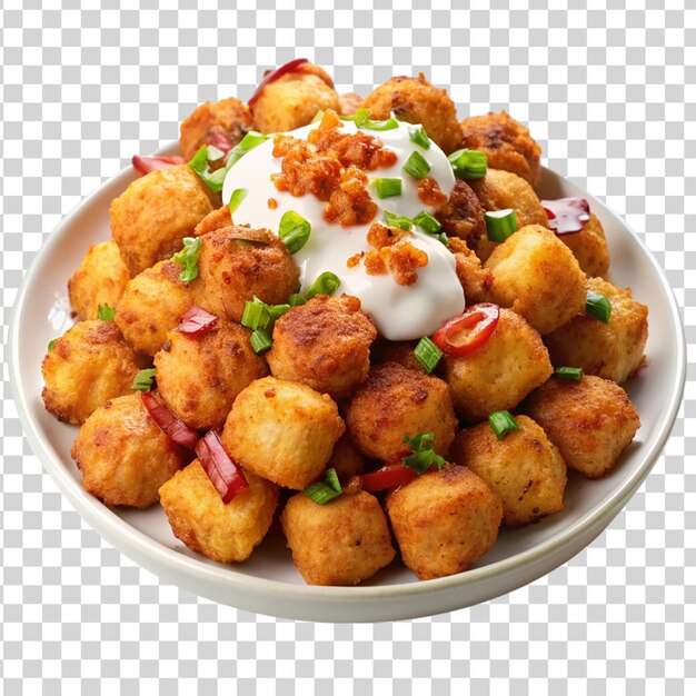 PSD tater tots z bekonem serowym wyizolowanym na przezroczystym tle