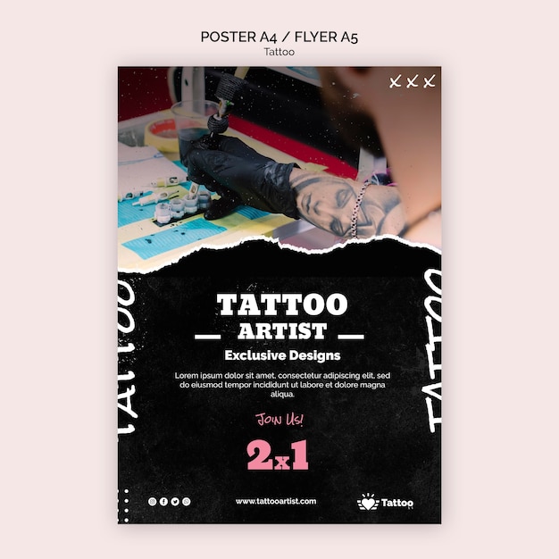 PSD modello di poster di tatuatore