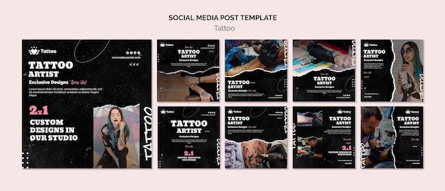 PSD modello di post sui social media del tatuatore