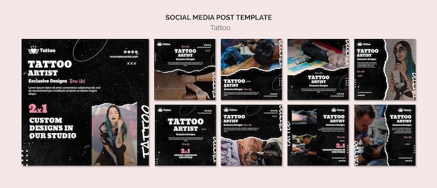 Modello di post sui social media del tatuatore