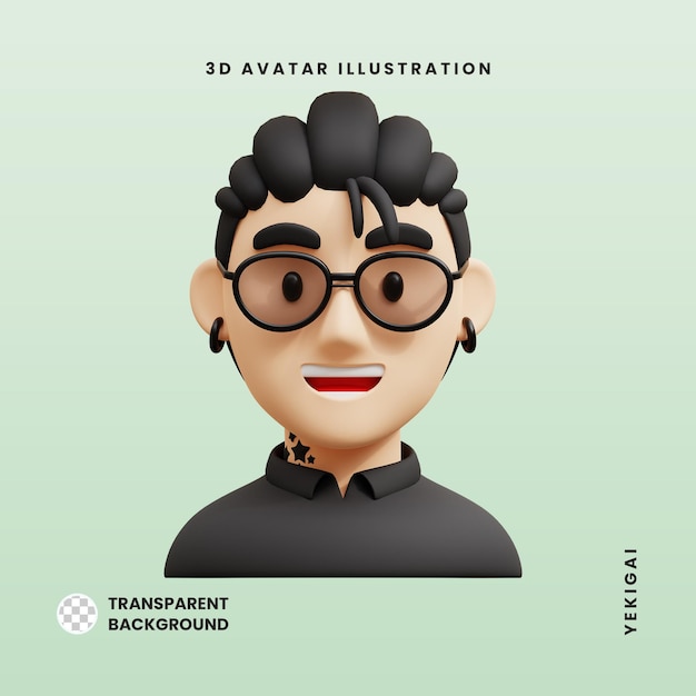 PSD tattoo guy 3d avatar karakterillustraties