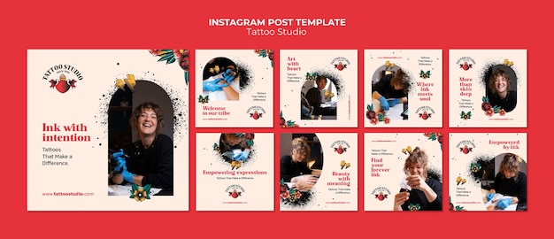 Дизайн шаблона поста в instagram с татуировкой