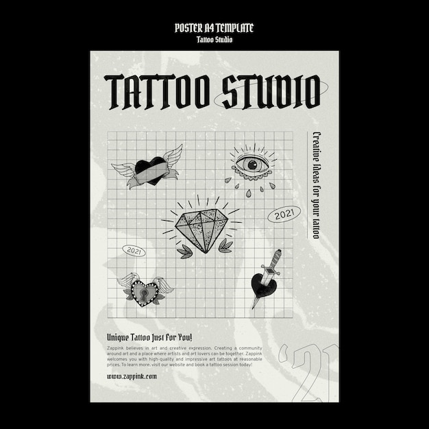 Tattoo studio poster ontwerpsjabloon