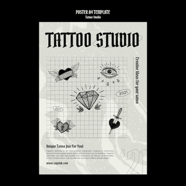 PSD tattoo studio poster ontwerpsjabloon