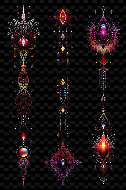 Tattoo trellises pixel art with intricate designs and patter creative texture y2k neon item designs