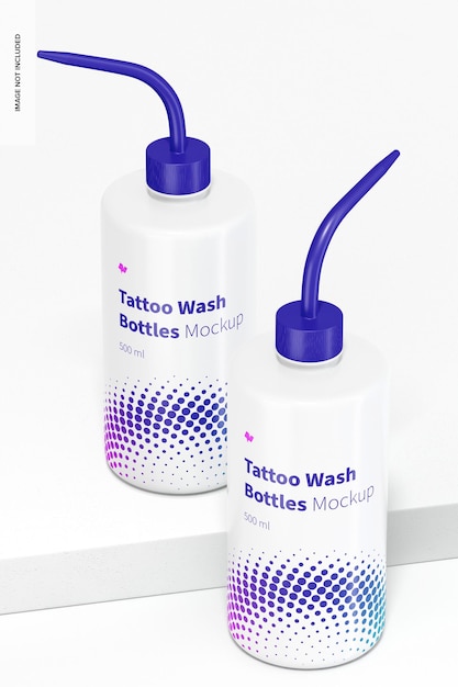 Tattoo wash bottles mockup, perspective