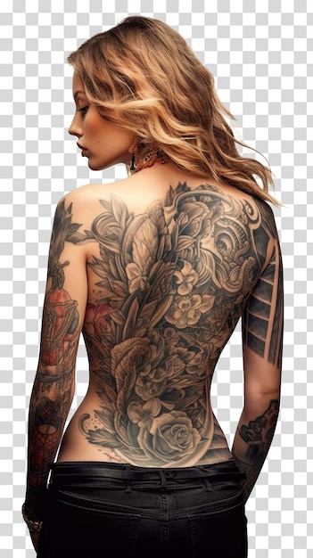 PSD donna con un tatuaggio sul corpo